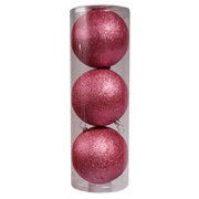 Шары ёлочные пластиковые розовые TG18923-5, 3 шт/уп фото