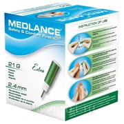 Ланцет Medlance Plus Extra. Игла 21G, глубина прокола 2,4 мм, зелёный фото