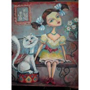 Картина Девочка с котёнкам