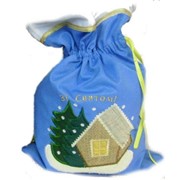 Подарочный мешочек Зимняя избушка с вышивкой, артикул: 4621. Мешок для новогодних подарков