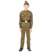 Карнавальный костюм для детей Пуговка Костюм на 9 мая солдат в гимнастерке детский, 26 (98 см) фотография
