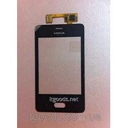 Тачскрин оригинальный / сенсор (сенсорное стекло) для Nokia Asha 501 (черный цвет, самоклейка) 4033 фотография
