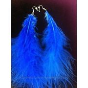 Серьги-перья синие фото