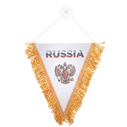 Вымпел треугольный RUSSIA с девушкой фон белый (260х200) цветной (уп.1шт) SKYWAY фотография