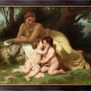 Картина Девушка созерцающая за детьми, Бугро, Адольф Вильям фотография