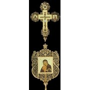 Крест-икона № 27 запрестольная гравировка живопись золочение камни