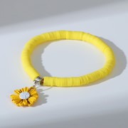 Браслет 'Бисер' на резинке, цветочек, цвет жёлто-белый, L7 фото