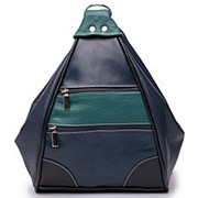 Женский сине-бирюзовый рюкзак из натуральной кожи фотография