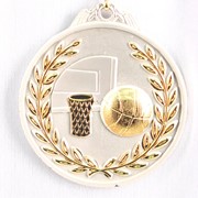 Медаль рельефная Баскетбол серебро фотография