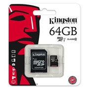 Карта памяти Kingston microSDCХ 64GB Class 10 + SD адаптер