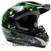 Детский защитный кроссовый шлем MOTAX S ( 49-50 см ) черно-зеленый фото