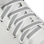Шнурки для обуви, пара, плоские, со светоотражающей полосой, 10 мм, 70 см, цвет белый фотография