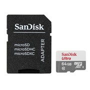 Карта памяти microSDXC, 64 GB, SANDISK Ultra UHS-I U1, 80 Мб/сек (class 10), адаптер, QUNS-064G-GN3MA фото
