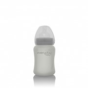 Бутылочка EveryDay Baby Стеклянная бутылочка с защитным силиконовым покрытием Healthy +, 150 мл, серый фото