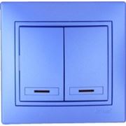 Lezard 701-1212-112 Выключатель 2-ой с подсветкой металлик синий фотография