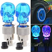 2 x лампы-черепа ниппель-лампы на колеса-шины автомобилей, мотоциклов, велосипедов – голубой светFLD-61349 фото