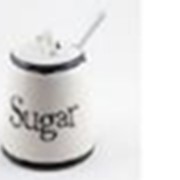 Сахарница белая керамическая с ложкой фотография