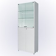 Шкаф металлический медицинский двухсекционный двухдверный Стандарт“ верх стекло, низ металл (высокий) арт. 648.02“ фотография