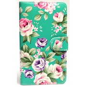 Чехол-книжка кожаный на силиконе Flora для Samsung Galaxy J7 SM-J700H зеленый фото