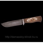 Нож Бизон костяная плашка дамасская сталь