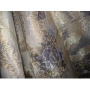 Ткань Органза Жаккард, бежево-сиреневая фото