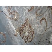 Ткань Органза Гарден, “серая, коричневый вензель“ фото