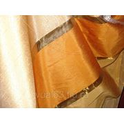 Ткань Органза оранжевая полоса фото