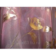 Ткань Органза сиреневая, печать золото фотография