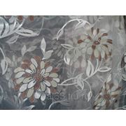 Ткань Органза Гарден, “белая, коричневые цветы“ фото