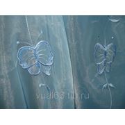 Ткань Органза, Вышивка “голубые бабочки“ фото
