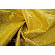 Китайский шелк (костюмный) желтый “Огурцы“ (ширина 150 см) фото