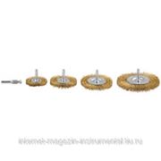 Набор ЗУБР “ЭКСПЕРТ“ Щетки дисковые для дрели, витая латунированная стальная проволока 0,3мм, 4шт фото