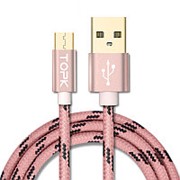 Дата-кабель TOPK USB 2.0 AM/ Micro USB 5V/ 2.1A Розовый фото