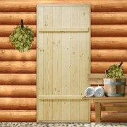 Дверной блок для бани, 160x80см, из сосны, на клиньях, массив, 'Добропаровъ' фото