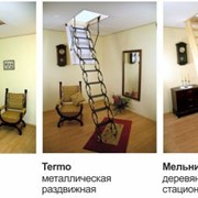 Стационарная нескладная чердачная лестница фото