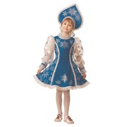 Карнавальный костюм для детей Батик Снегурочка велюр синий детский, 38 (146 см) фотография