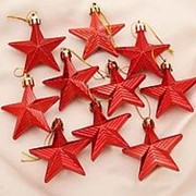 Украшение ёлочное “Рельефные звёзды“ (набор 10 шт) 6 см красный фотография