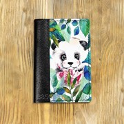 Обложка на паспорт комбинированная “Листья и панда“ фото