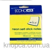 Стикер блок-неон Economix, 75х75, 100л ассорти фото