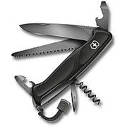 Нож перочинный VICTORINOX RangerGrip 55 Onyx Black, 130 мм, 12 функций, с фиксатором лезвия, чёрный (59705)