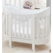 Кровать Italbaby Детская кровать Happy Family Oval, белый (в комплекте матрас и белье 4 предмета)