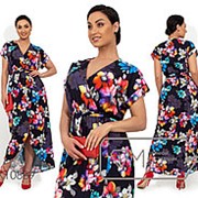 Нежное женское платье в цветочный принт (3 цвета) SD/-667 - Темно-синий фотография