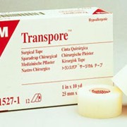 Пластырь на основе прозрачного перфорированного пластика Транспор (3M™ Transpore™), 1,25cm x 9,1m. Гипоаллергенный, пористый, воздухопроницаемый на прозрачной пластиковой основе. фото