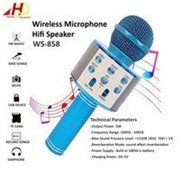Беспроводной Bluetooth караоке микрофон HIFI Wster WS-858 синий фотография