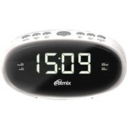 Радиоприемник часы Ritmix RRC-616W, цифры 15мм, белые, будильник, FM, 220В, белый корпус