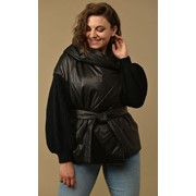 Стильная черная куртка Д 1543 р. 46-50 фото