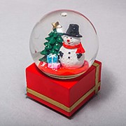 Стеклянный шар со Снеговиком 14см фото