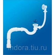 Сифон Орио д/ванны 1 1/2 40 с пластик. вып., переливом и гиб. труб. А-70089 (шт.) фото
