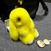 Брелок - Кролик из натурального меха - 19 см, желтый фото