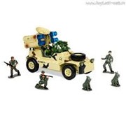 Р/У игрушка "Военный джип с радаром и ракетной установкой" MioshiArmy (30см, с фигурками 4 солдата и 2 собаки,подсветка,звук)